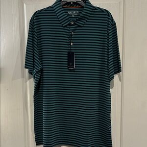 Maelreg Turquoise Navy Striped Polo Shirt